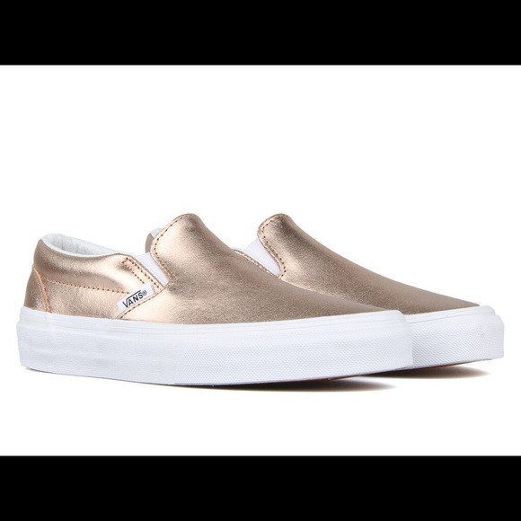 rose gold vans slip on